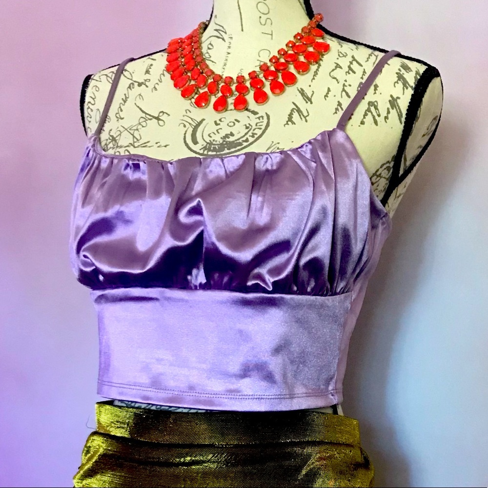 Shimmery purple crop tank top w/adjustable straps